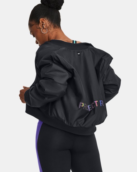 Women's Project Rock Bomber Jacket, Black, pdpMainDesktop image number 1